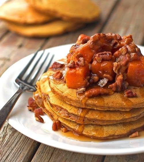 Butternut Squash Pecan Pancakes