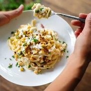healthy chiportle sweet corn fettuccine