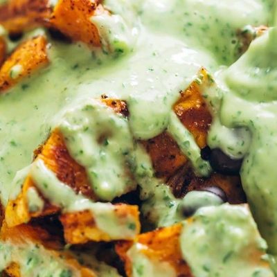 Cilantro Avocado Dressing in a food processor.