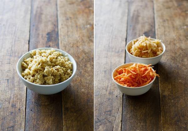 Bowl of quinoa and carrots.