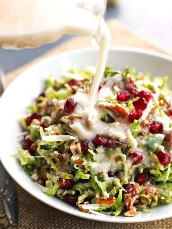 Chopped Brussels Sprout Salad - always requested by my family at holiday meals! | pinchofyum.com