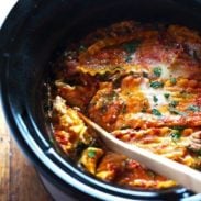 Super Easy Skinny Veggie Crockpot Lasagna - a handful of simple ingredients for a healthy family dinner. | https://vitality-news.fit