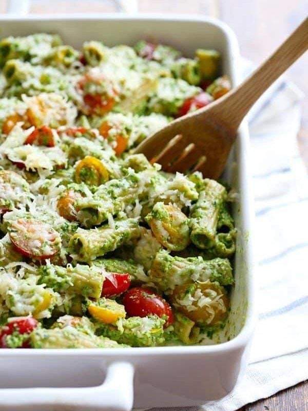 A picture of Healthy Baked Pesto Rigatoni