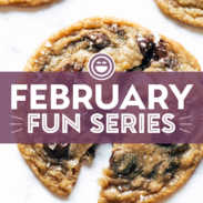 February Fun Things series with a cookie in the background