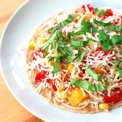 A picture of <span class="fn">Mozzarella, Basil and Corn Quesadilla