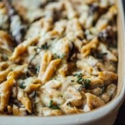 Healthy Alfredo Mushroom Pasta Bake